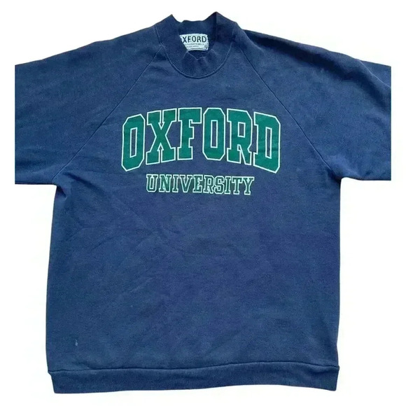 Vintage 80s Oxford University Crewneck Sweatshirt Single Stitch XL Runs Small - Picture 3 of 12
